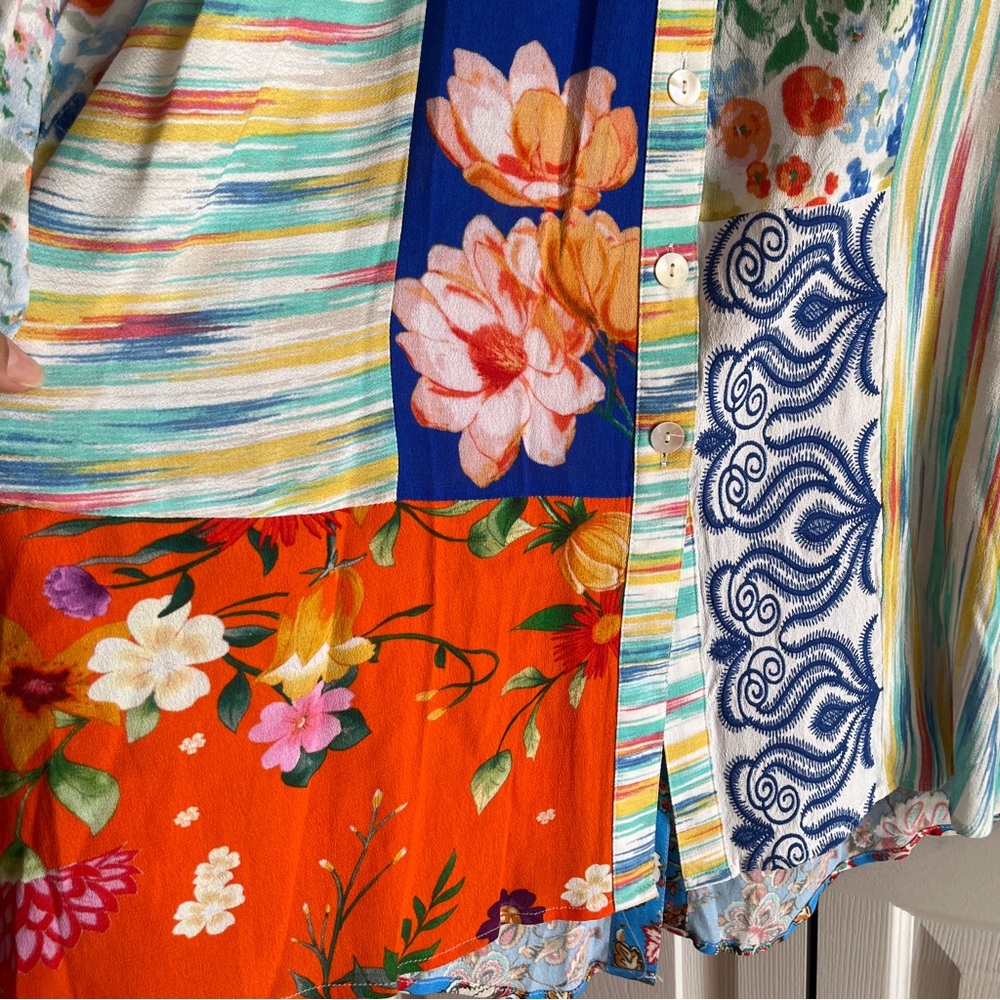 John Mark Multi Patch Collared Tunic Blouse Top S… - image 3